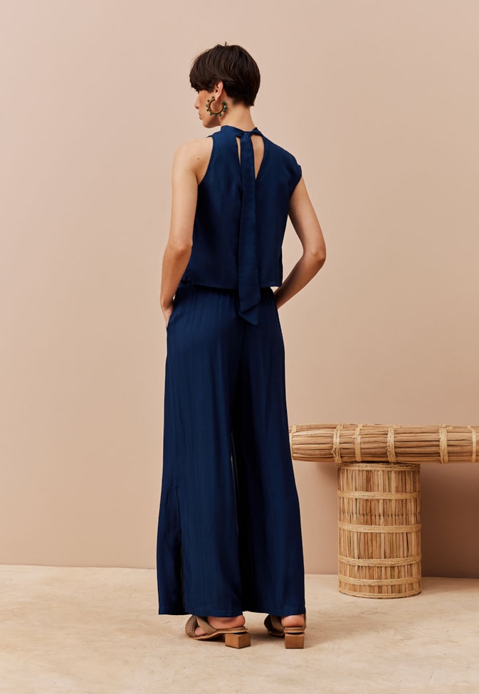 Calça Pantalona Com Fendas