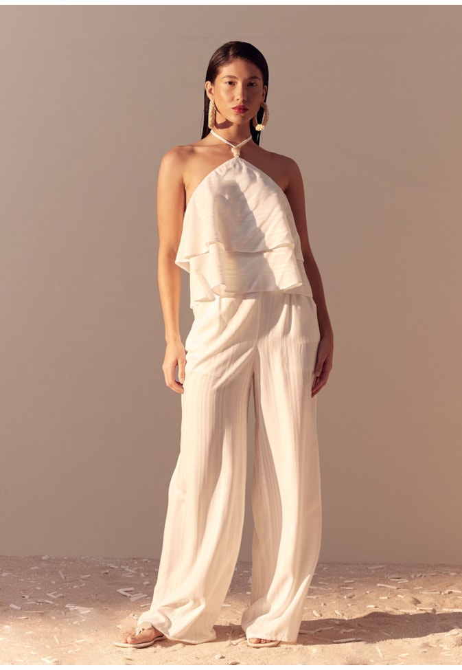 Calça Pantalona Cós e Bolso