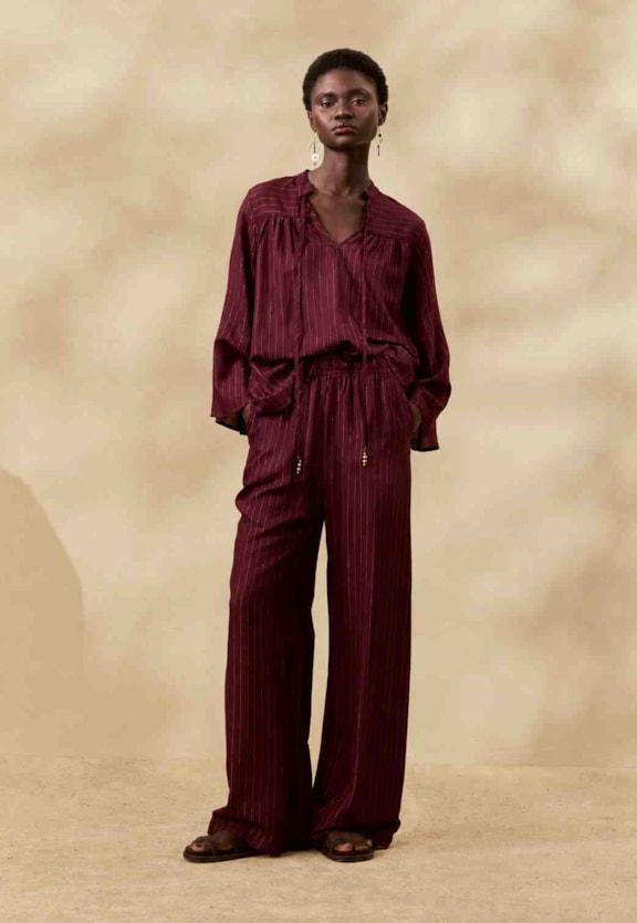 Calça Pantalona Cós Elastico Vista Frontal