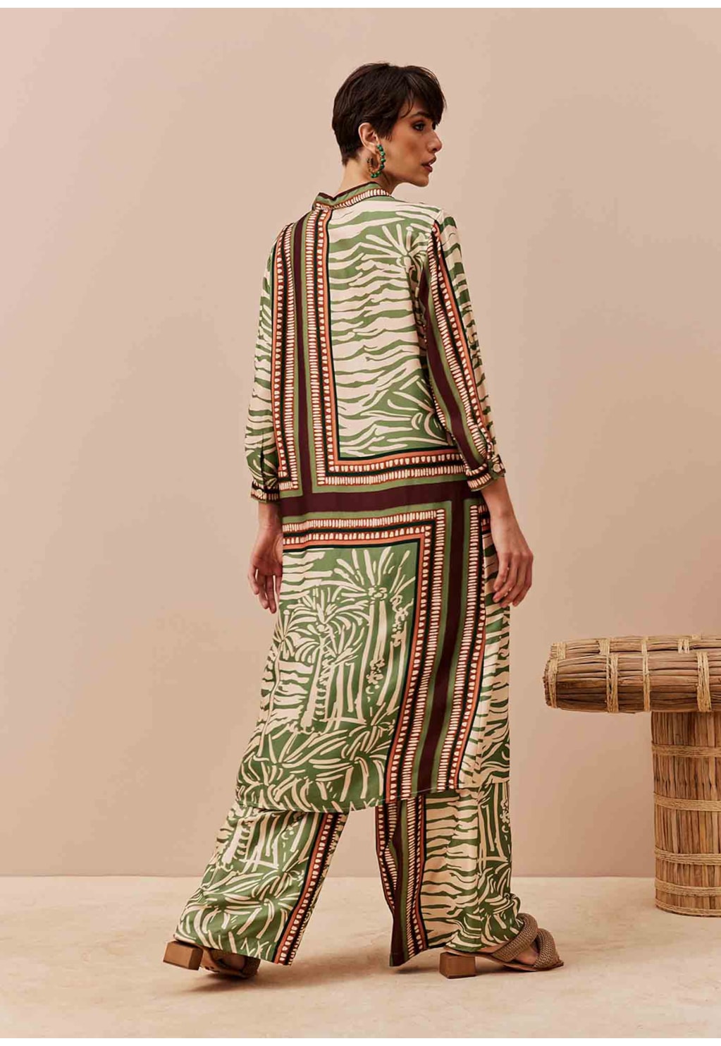 Calça Pantalona Cós Estampada Laguna