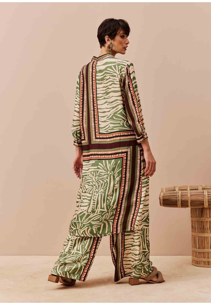 Calça Pantalona Cós Estampada Laguna