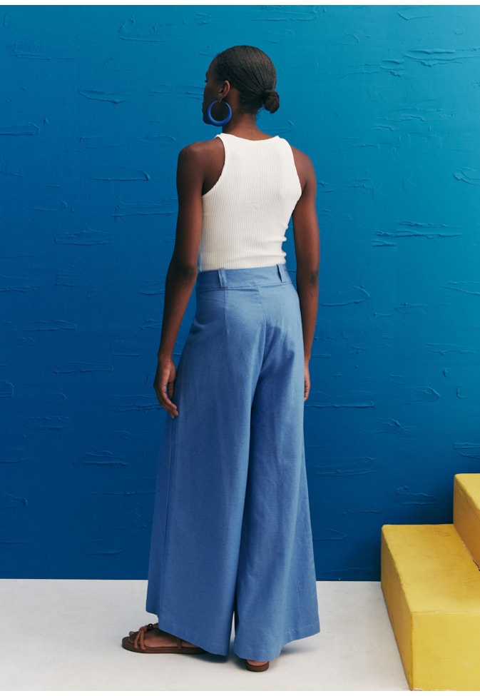 Calça Pantalona Cós Transpassado