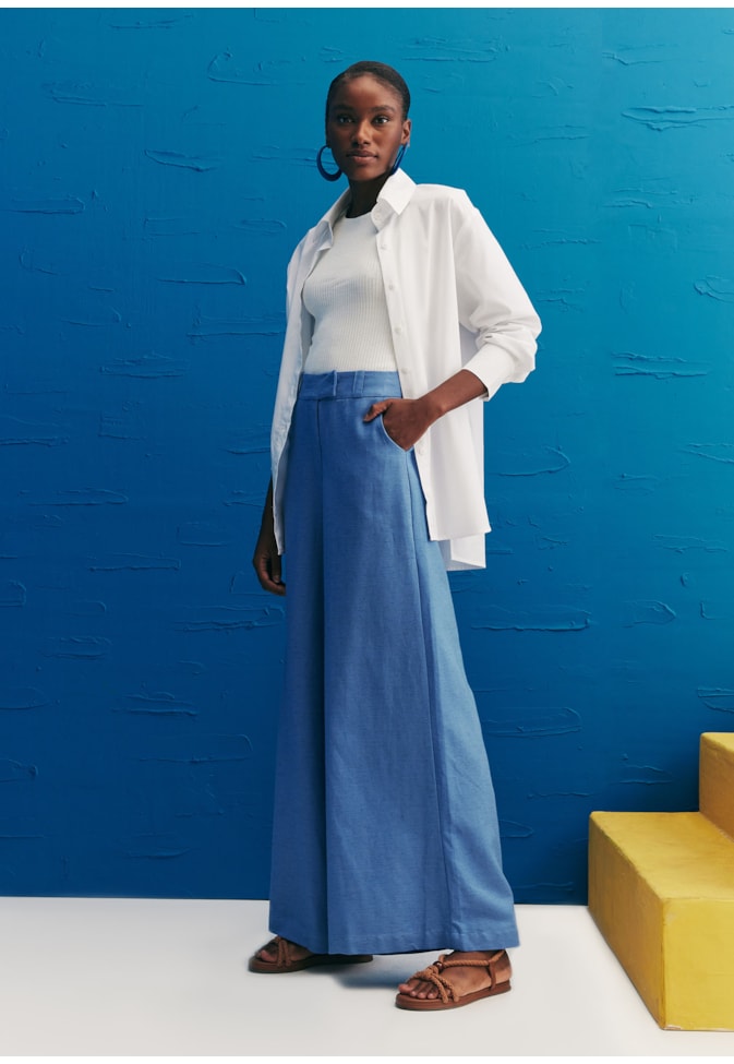 Calça Pantalona Cós Transpassado