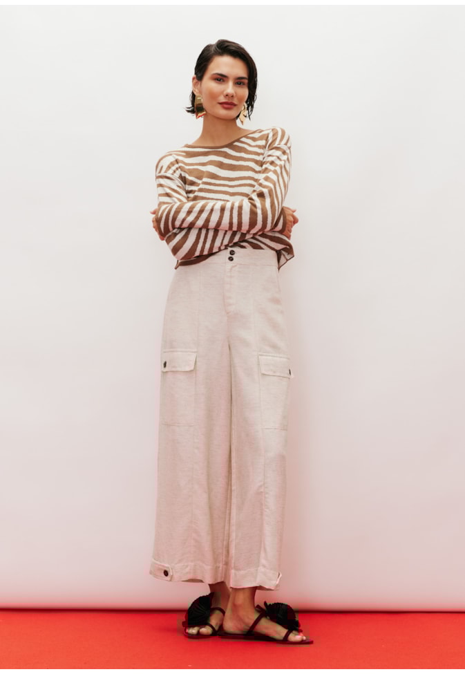 Calça Pantalona Cropped