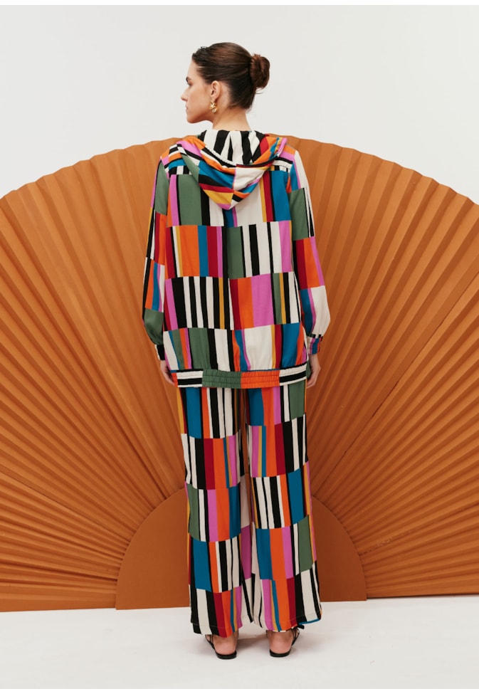 Calça Pantalona Elástico Estampada Frevo