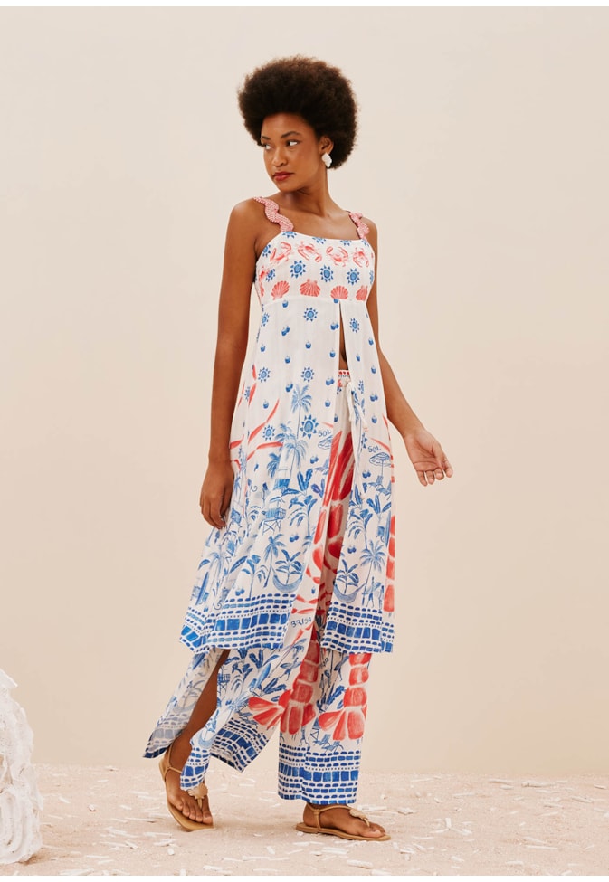 Calça Pantalona Elástico Estampada Icapui