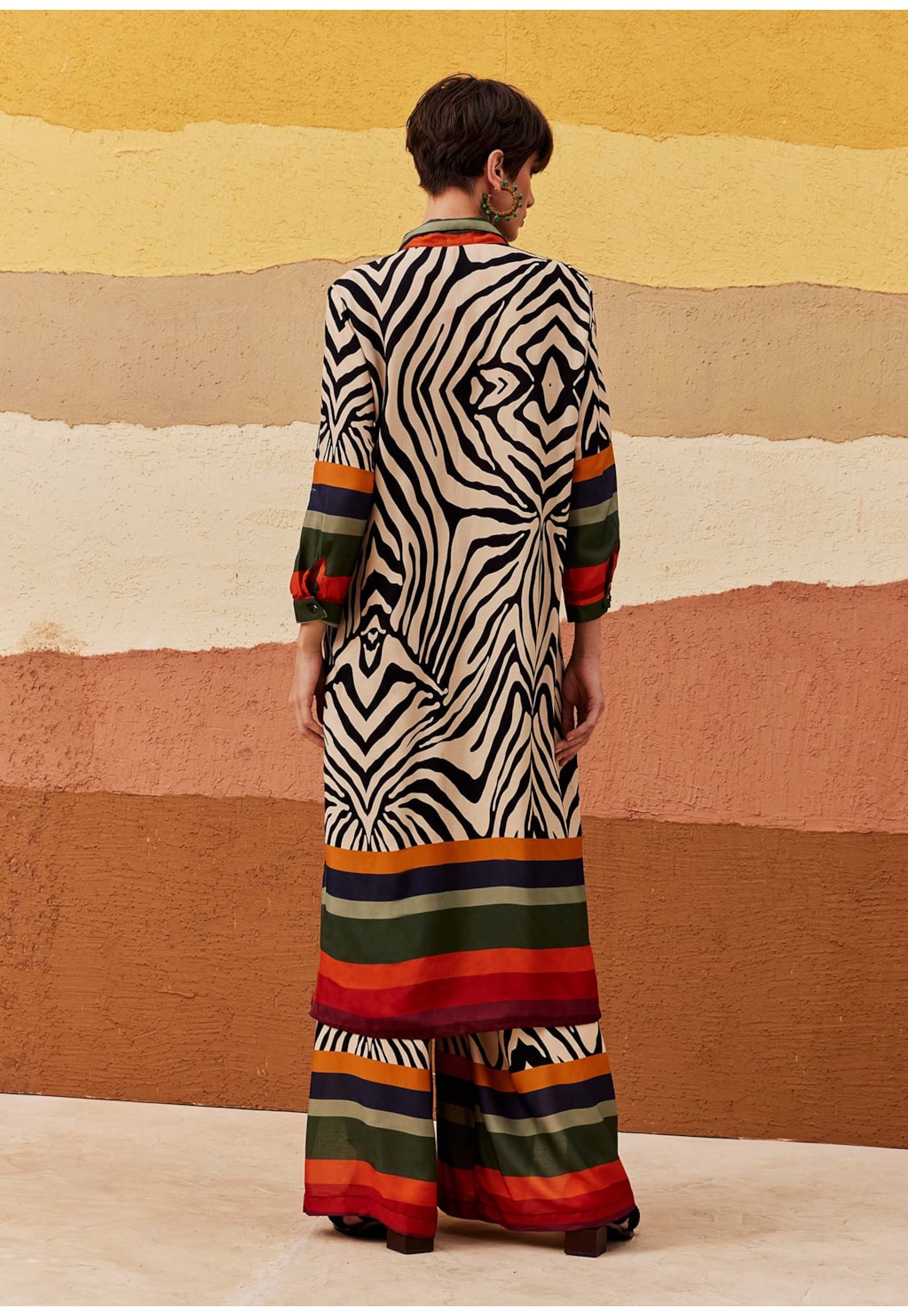 Calça Pantalona Elastico Estampada Zebra Color