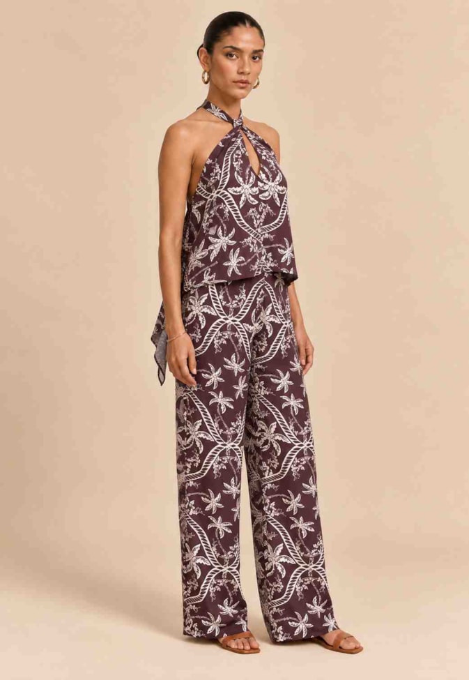 Calça Pantalona Estampada