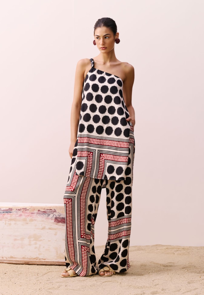 Calça Pantalona Estampada Açaí
