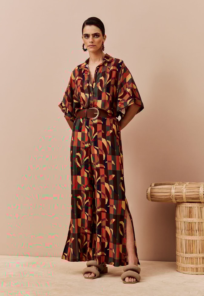 Calça Pantalona Estampada Ayasana