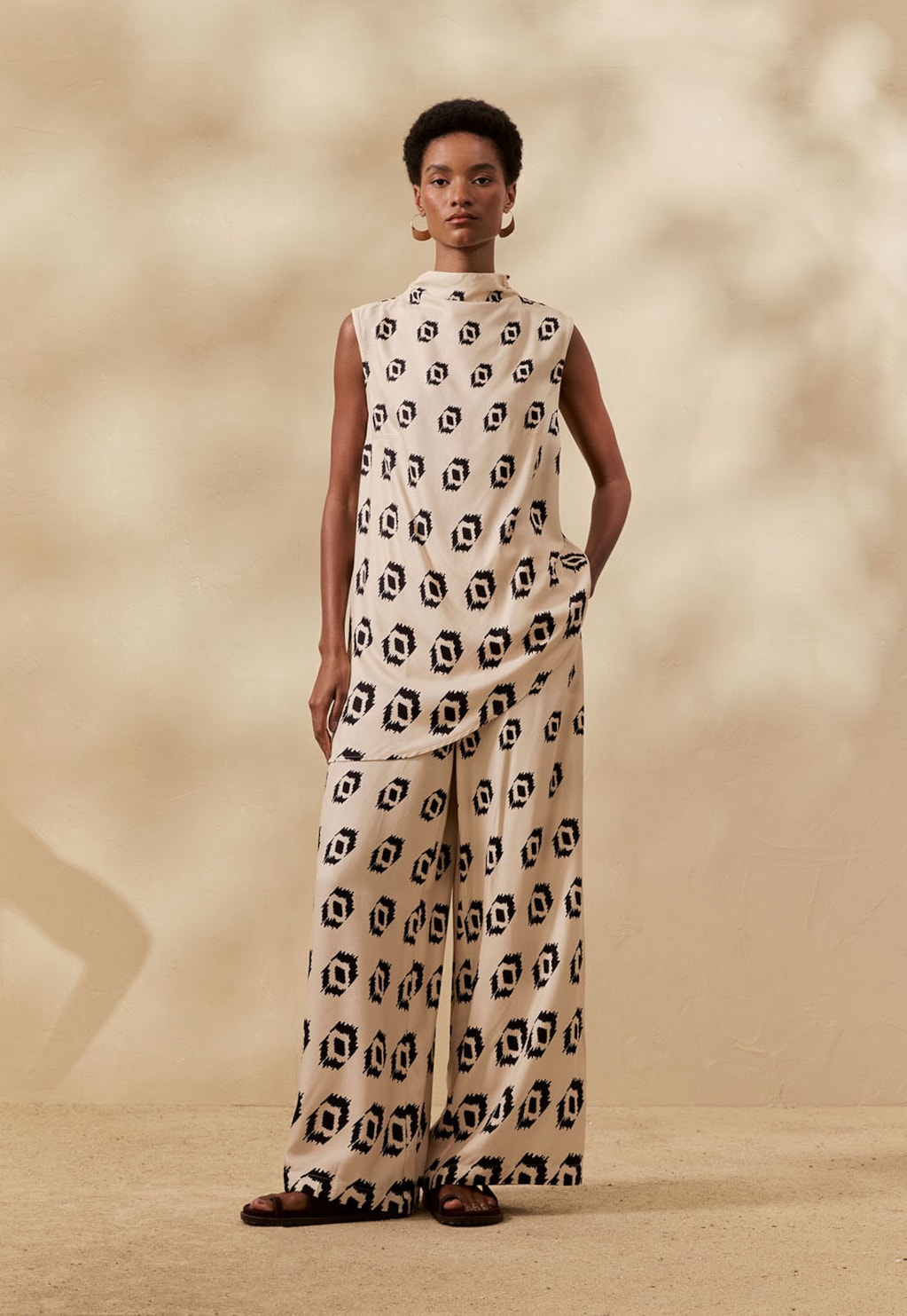 Calça Pantalona Estampada Cayma