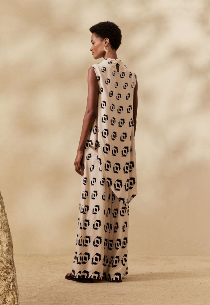 Calça Pantalona Estampada Cayma