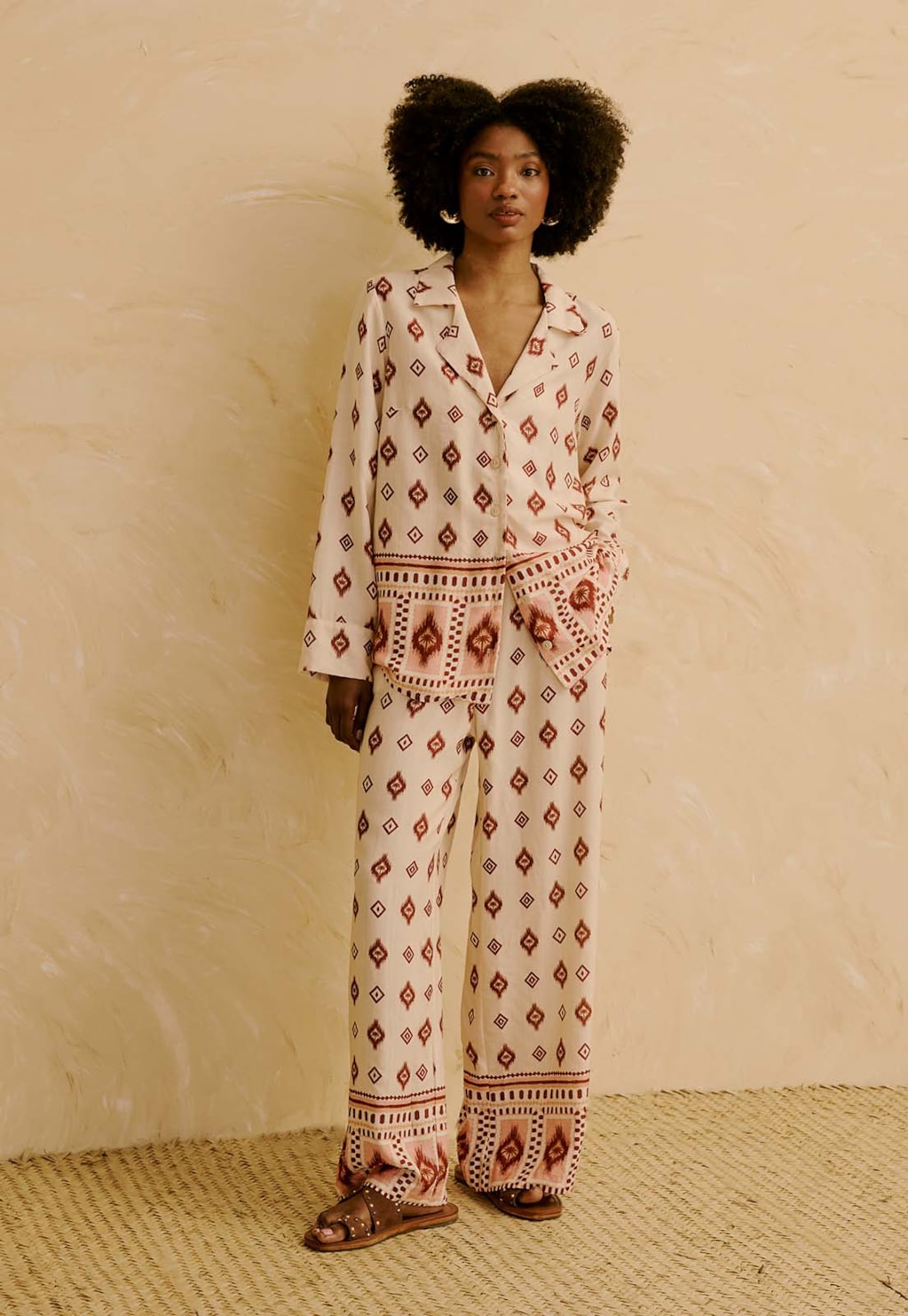 Calça Pantalona Estampada Coité