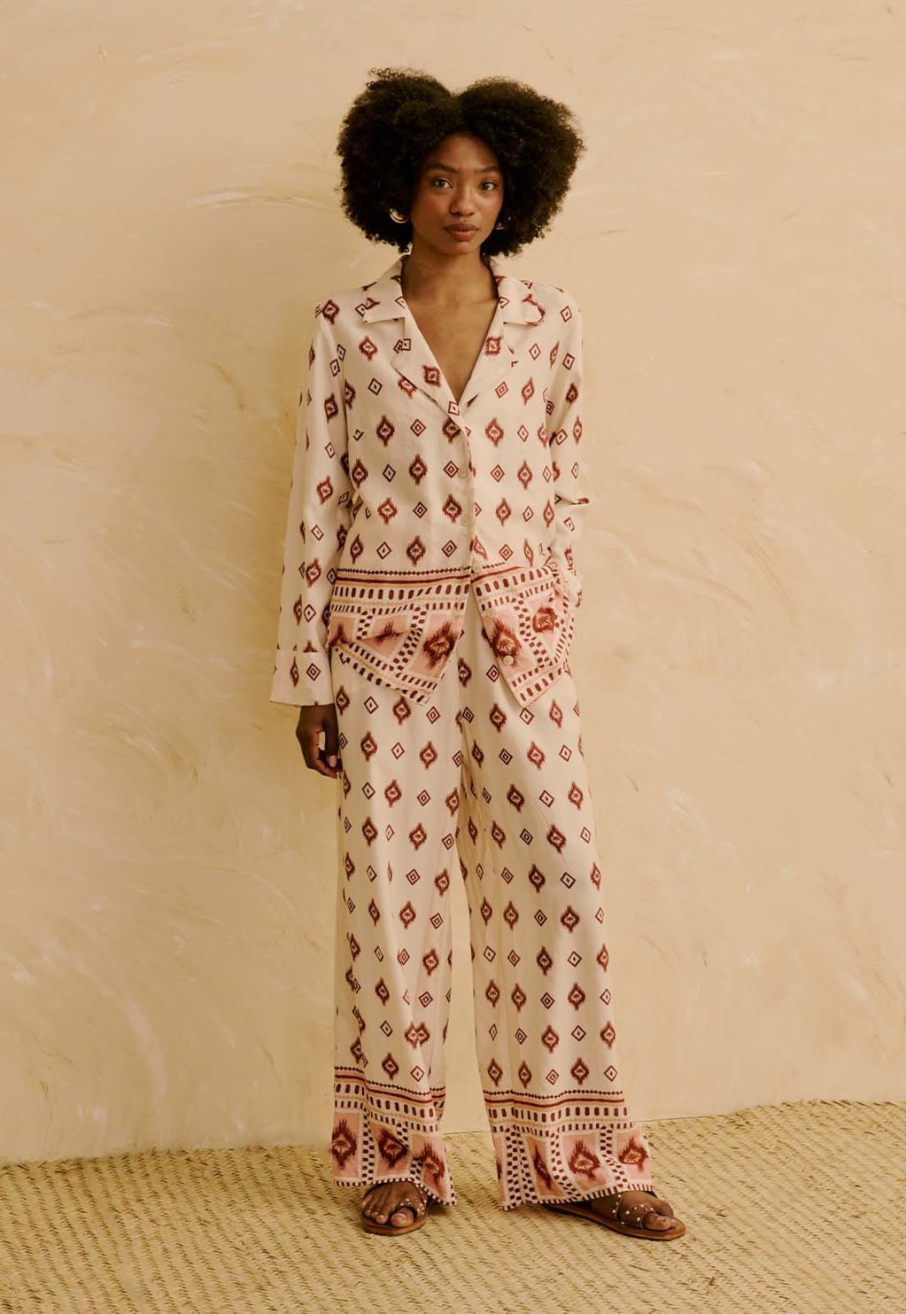 Calça Pantalona Estampada Coité