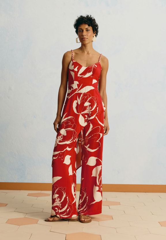 Calça Pantalona Estampada Colombiana Vista Frontal