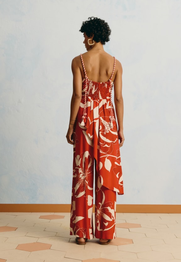 Calça Pantalona Estampada Colombiana Vista Traseira