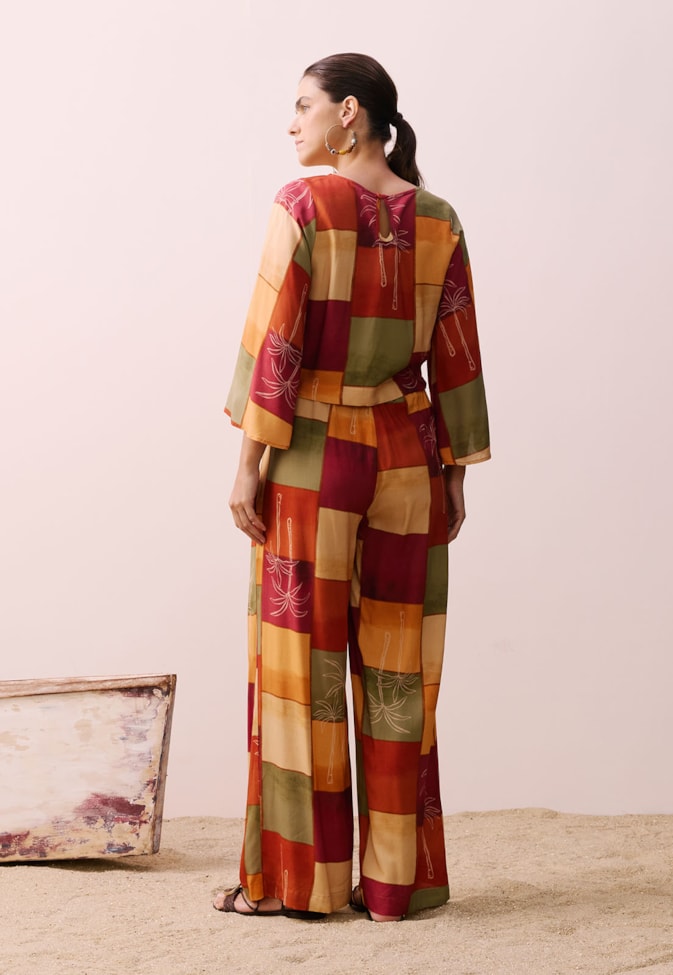 Calça Pantalona Estampada Encontro das Aguas