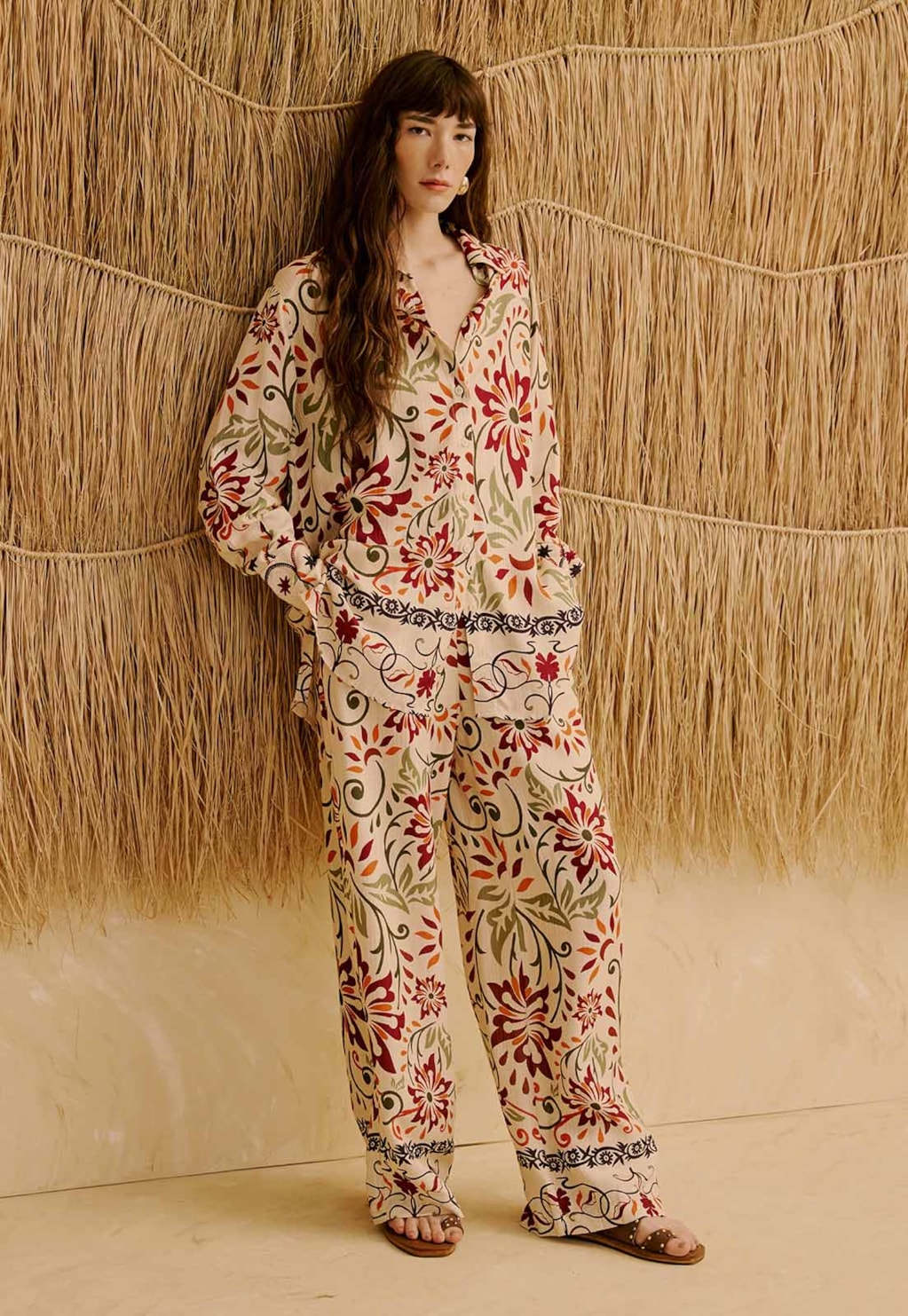 Calça Pantalona Estampada Flor de Mashua