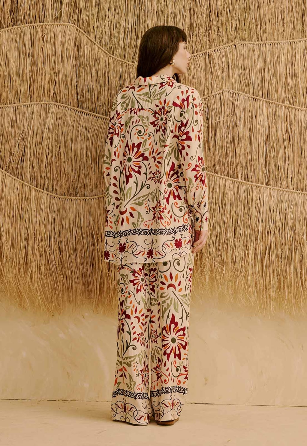 Calça Pantalona Estampada Flor de Mashua