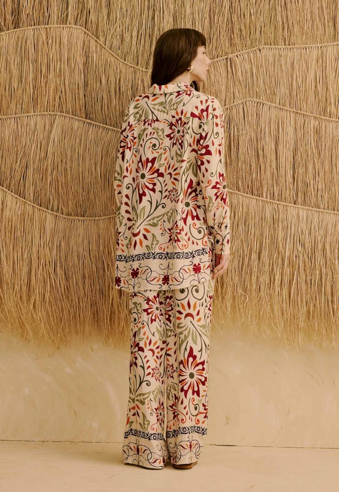 Calça Pantalona Estampada Flor de Mashua