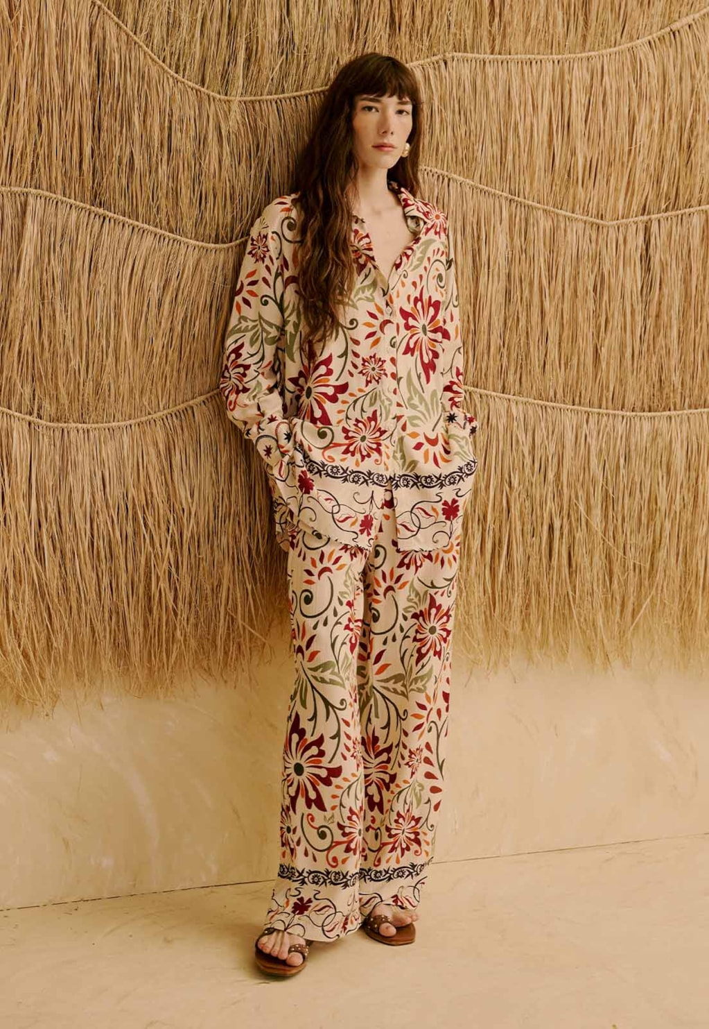 Calça Pantalona Estampada Flor de Mashua