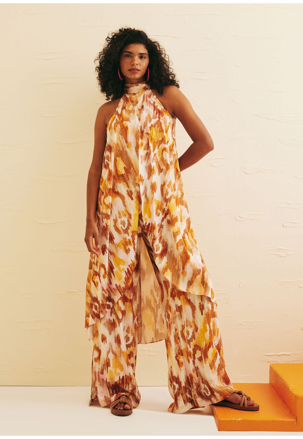 Calça Pantalona Estampada Ica