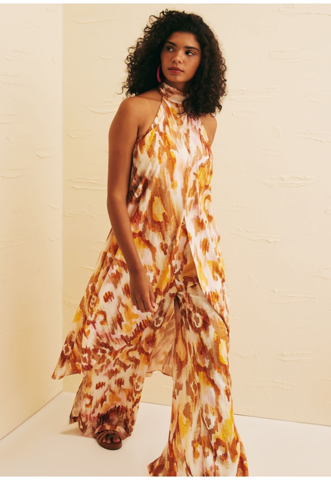 Calça Pantalona Estampada Ica