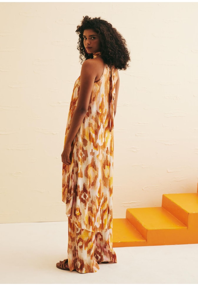 Calça Pantalona Estampada Ica