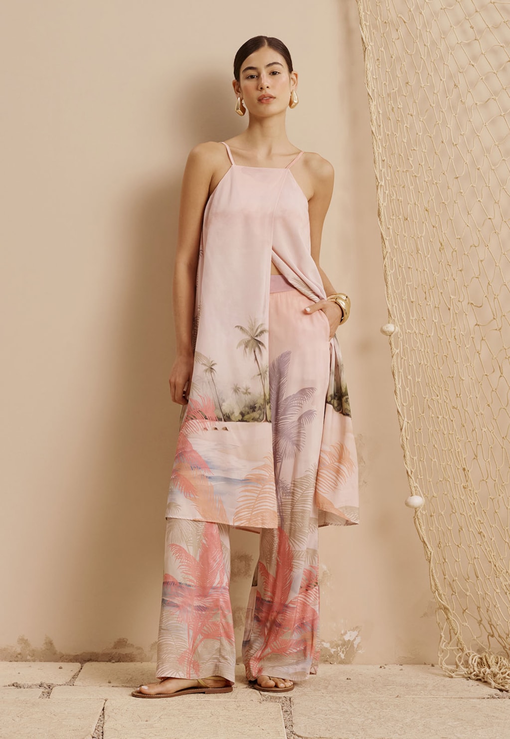 Calça Pantalona Estampada Ilha do Combu