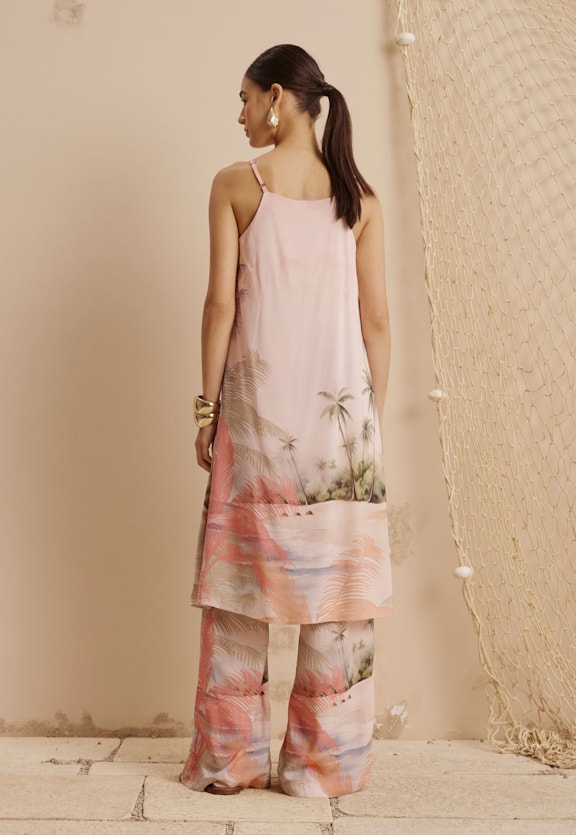 Calça Pantalona Estampada Ilha do Combu Vista Traseira