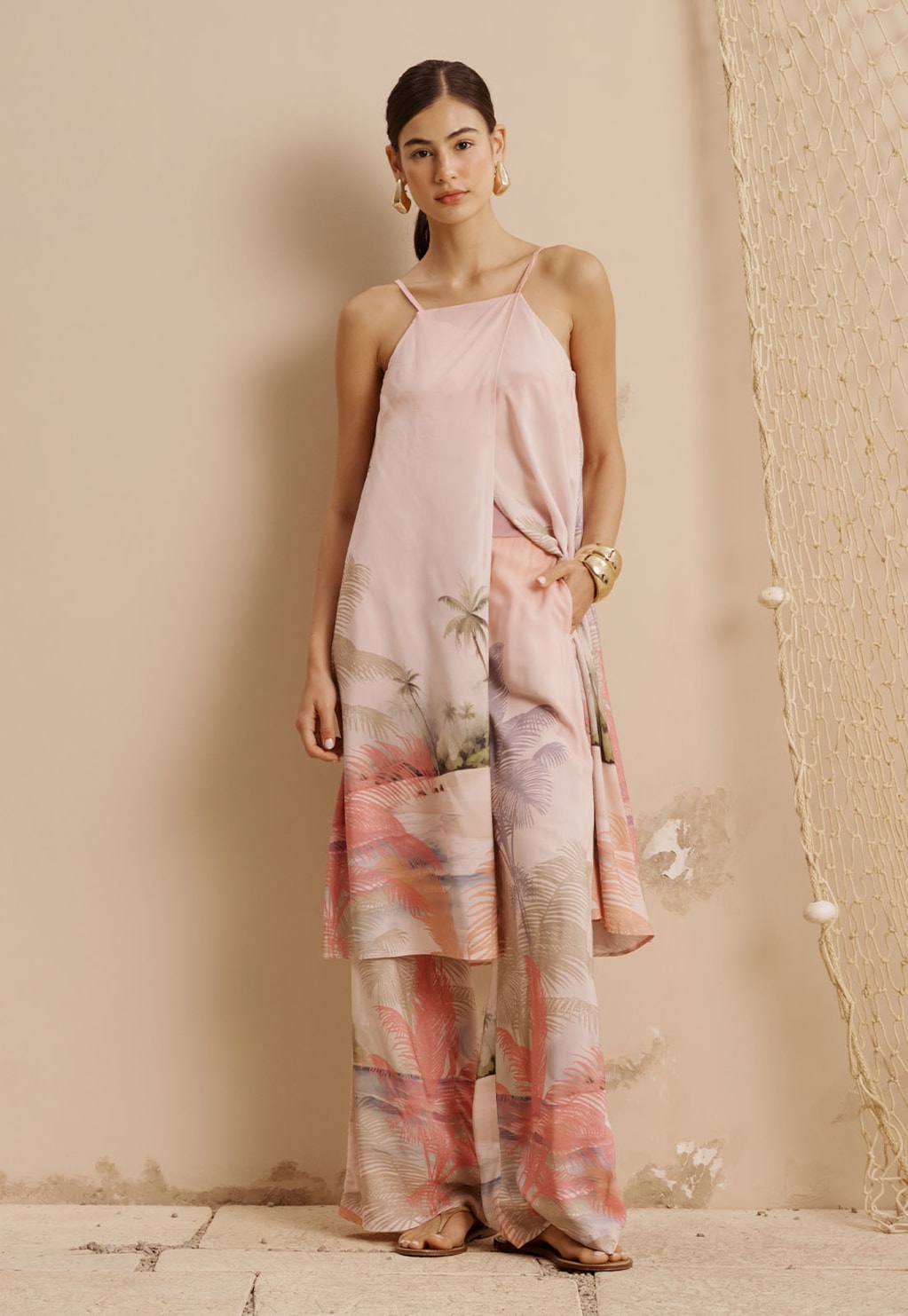 Calça Pantalona Estampada Ilha do Combu