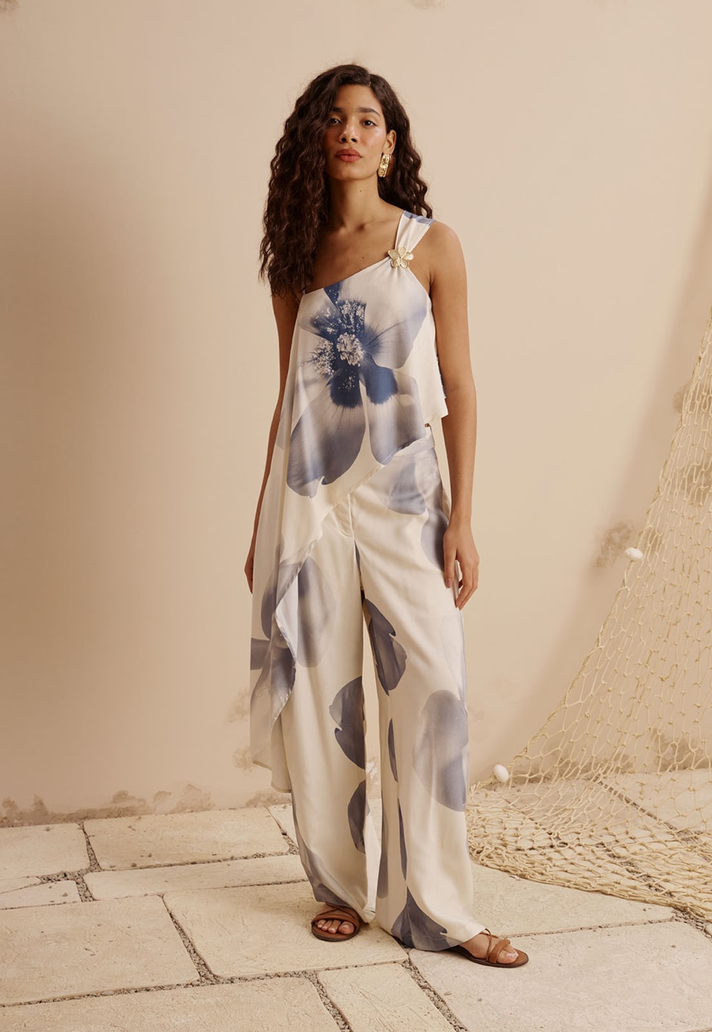 Calça Pantalona Estampada Íris