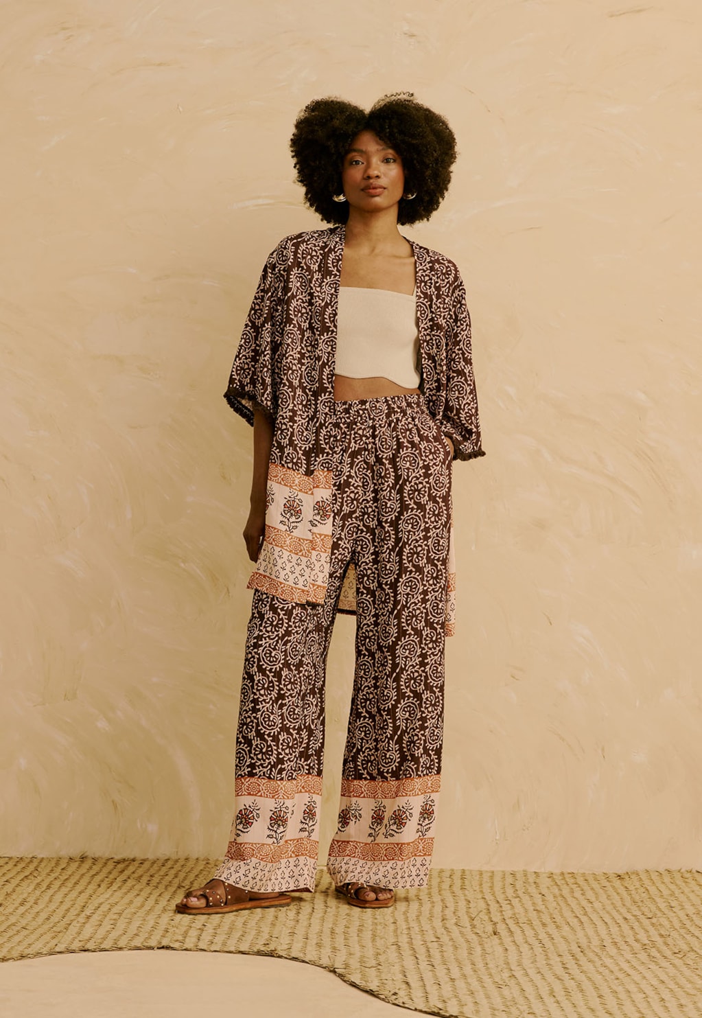 Calça Pantalona Estampada Kala