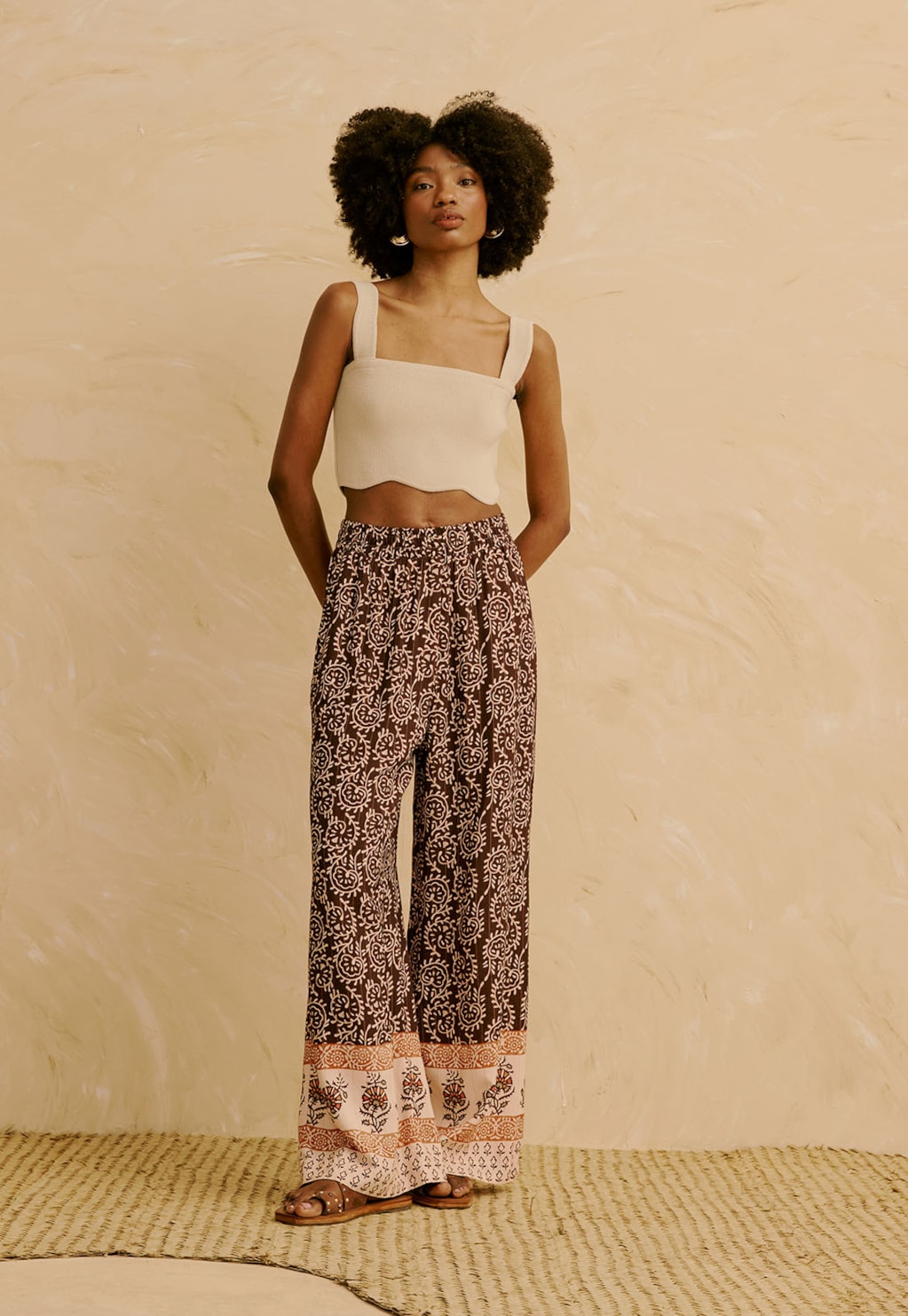 Calça Pantalona Estampada Kala