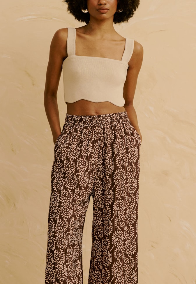 Calça Pantalona Estampada Kala