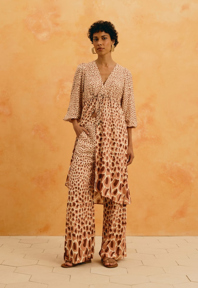 Calça Pantalona Estampada La Selva