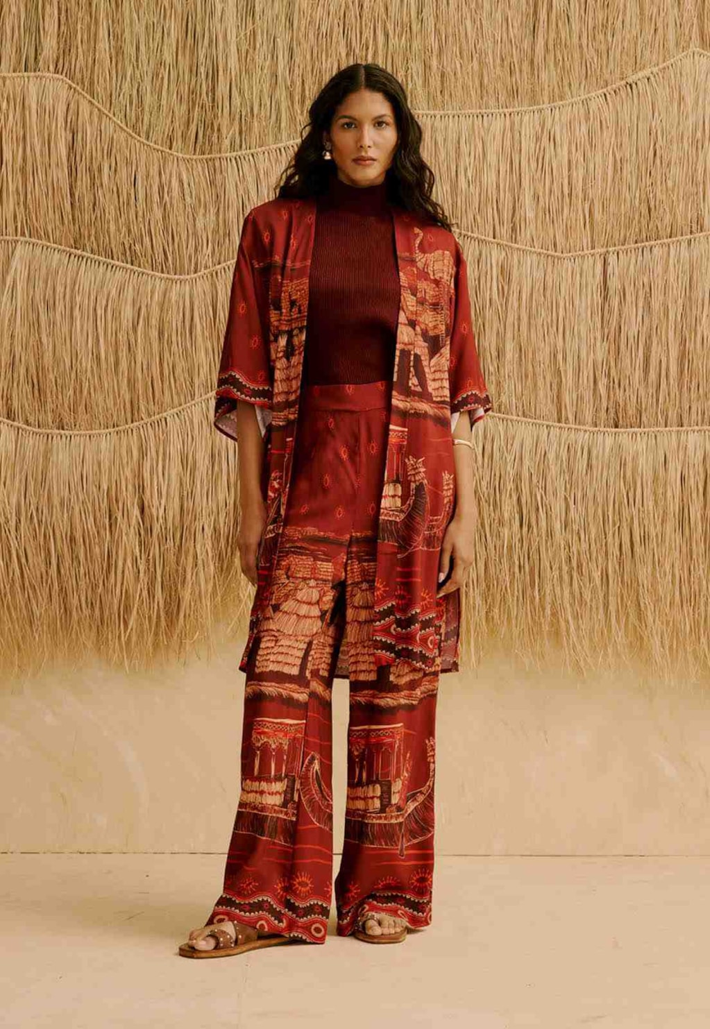 Calça Pantalona Estampada Lago Titicaca