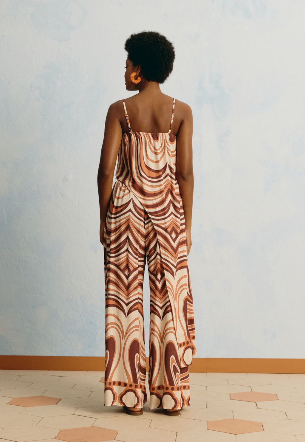 Calça Pantalona Estampada Las Murallas