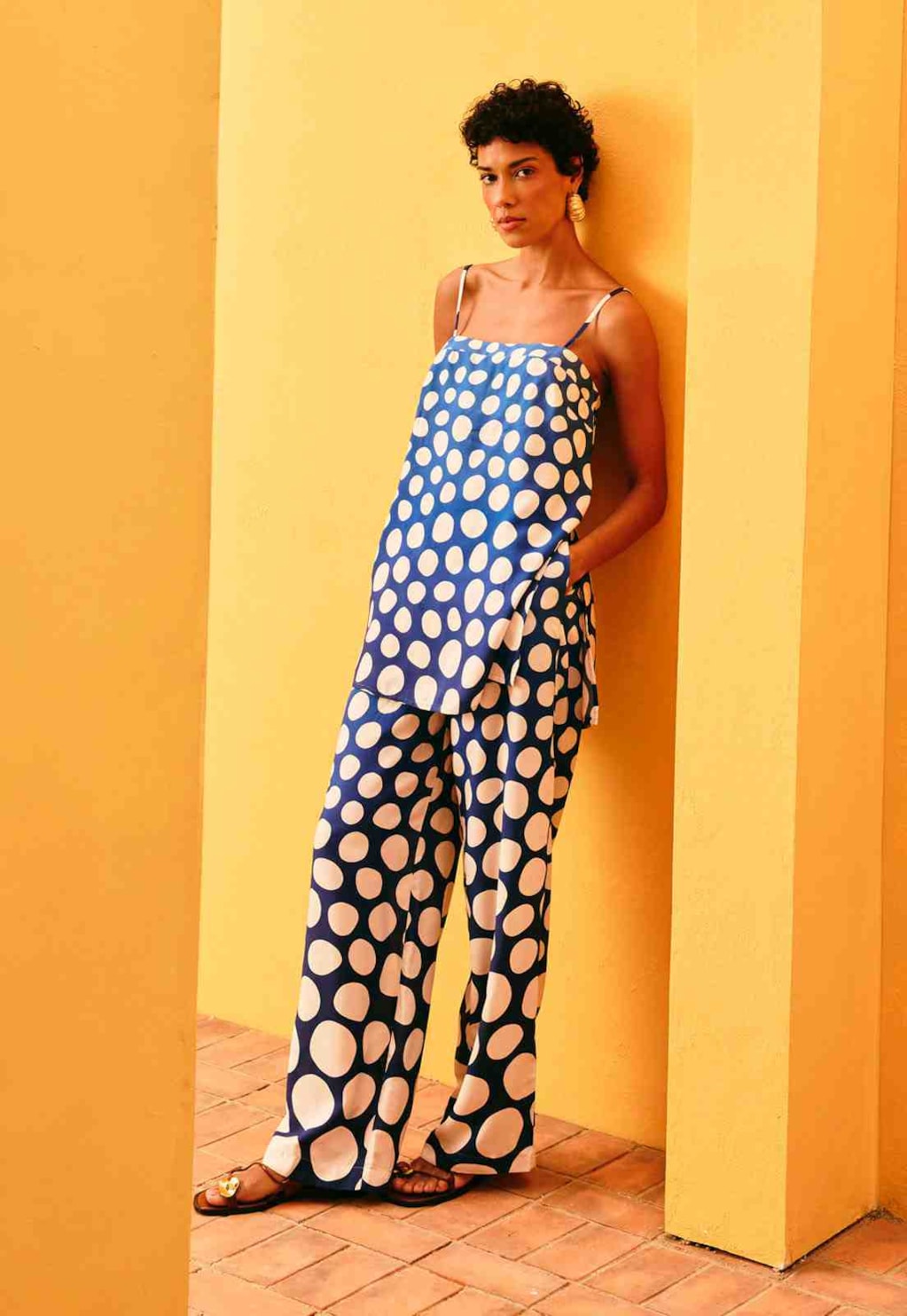 Calça Pantalona Estampada Nibs De Poá