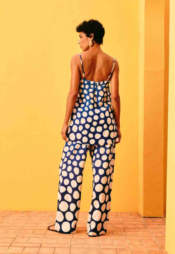Calça Pantalona Estampada Nibs De Poá