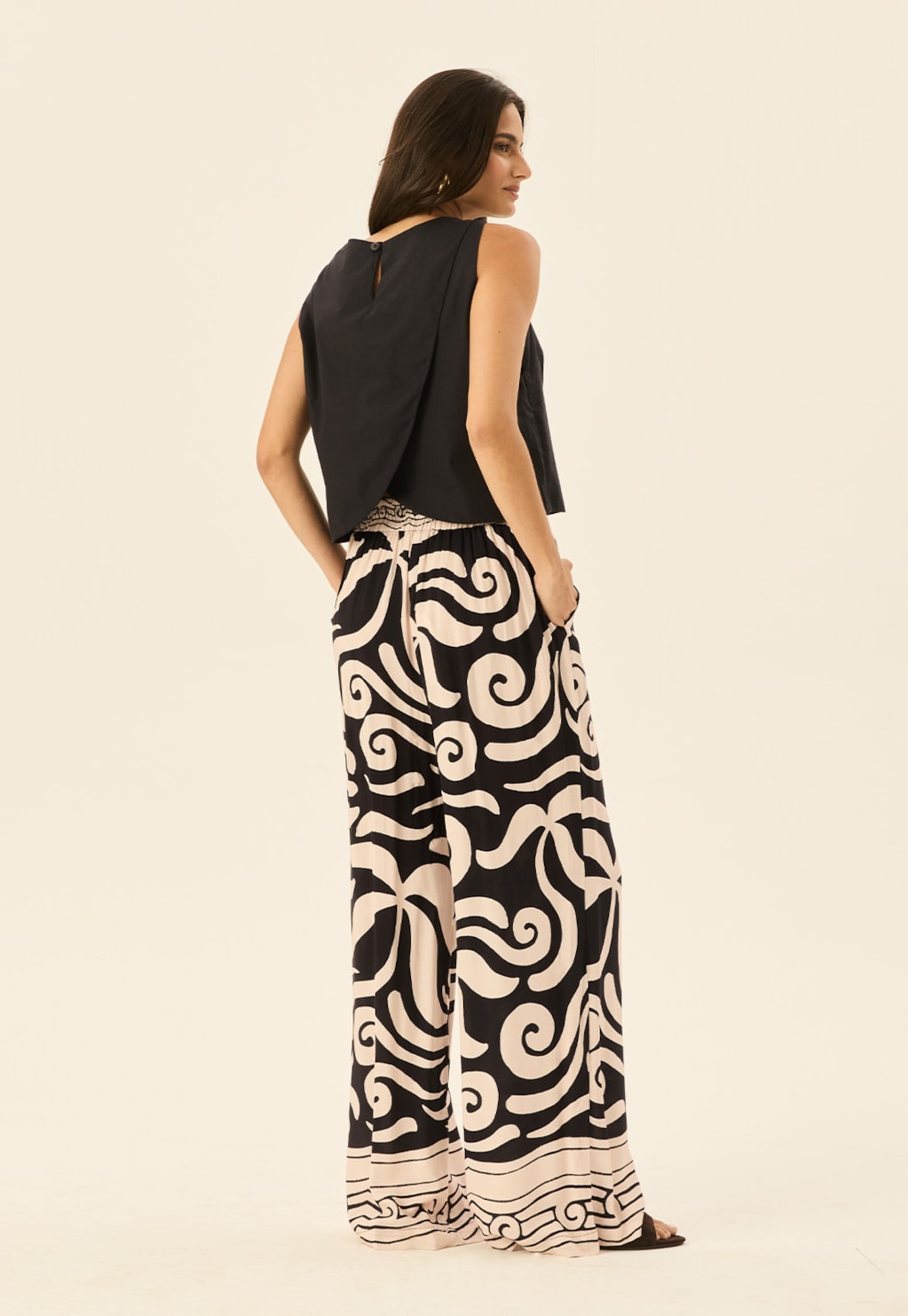 Calça Pantalona Estampada Pororoca