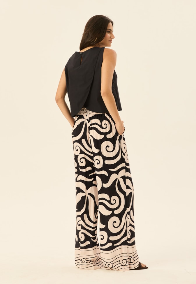 Calça Pantalona Estampada Pororoca