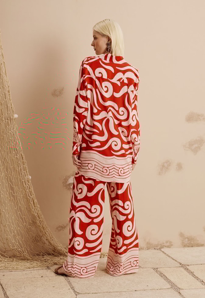 Calça Pantalona Estampada Pororoca