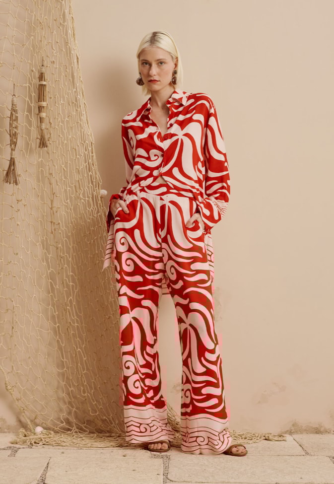 Calça Pantalona Estampada Pororoca