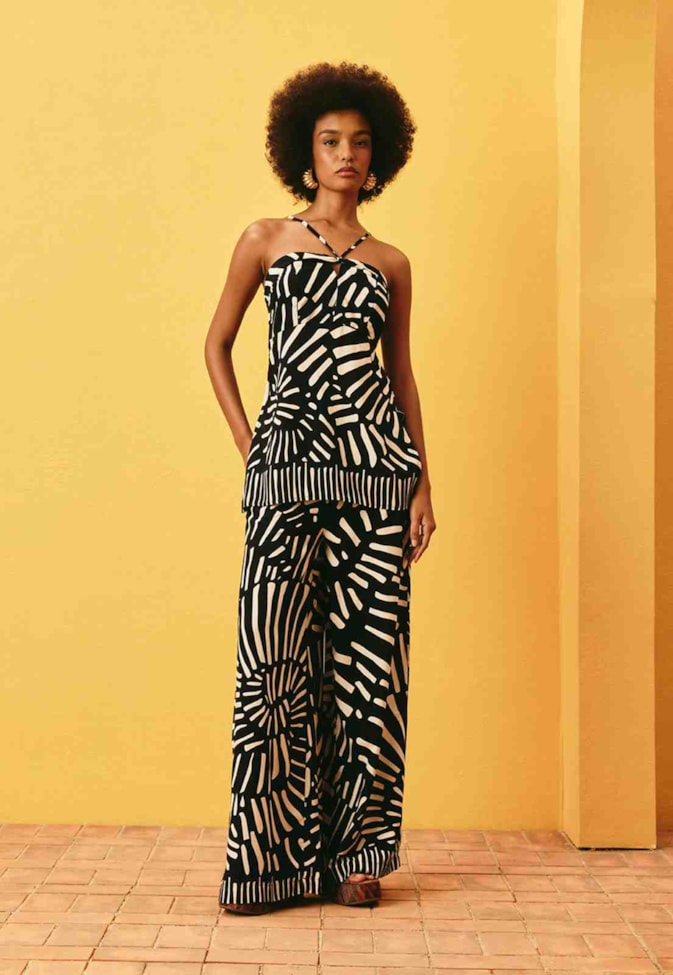 Calça Pantalona Estampada Tambá