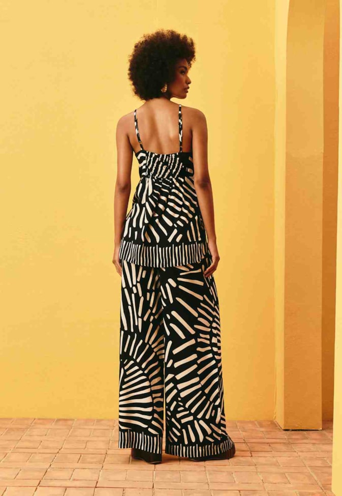 Calça Pantalona Estampada Tambá
