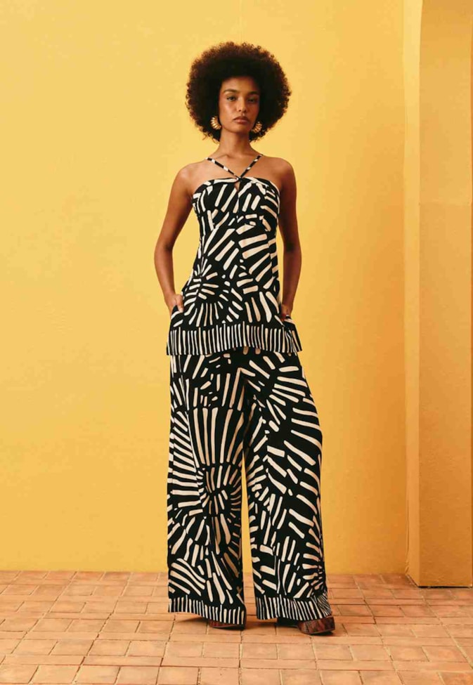 Calça Pantalona Estampada Tambá