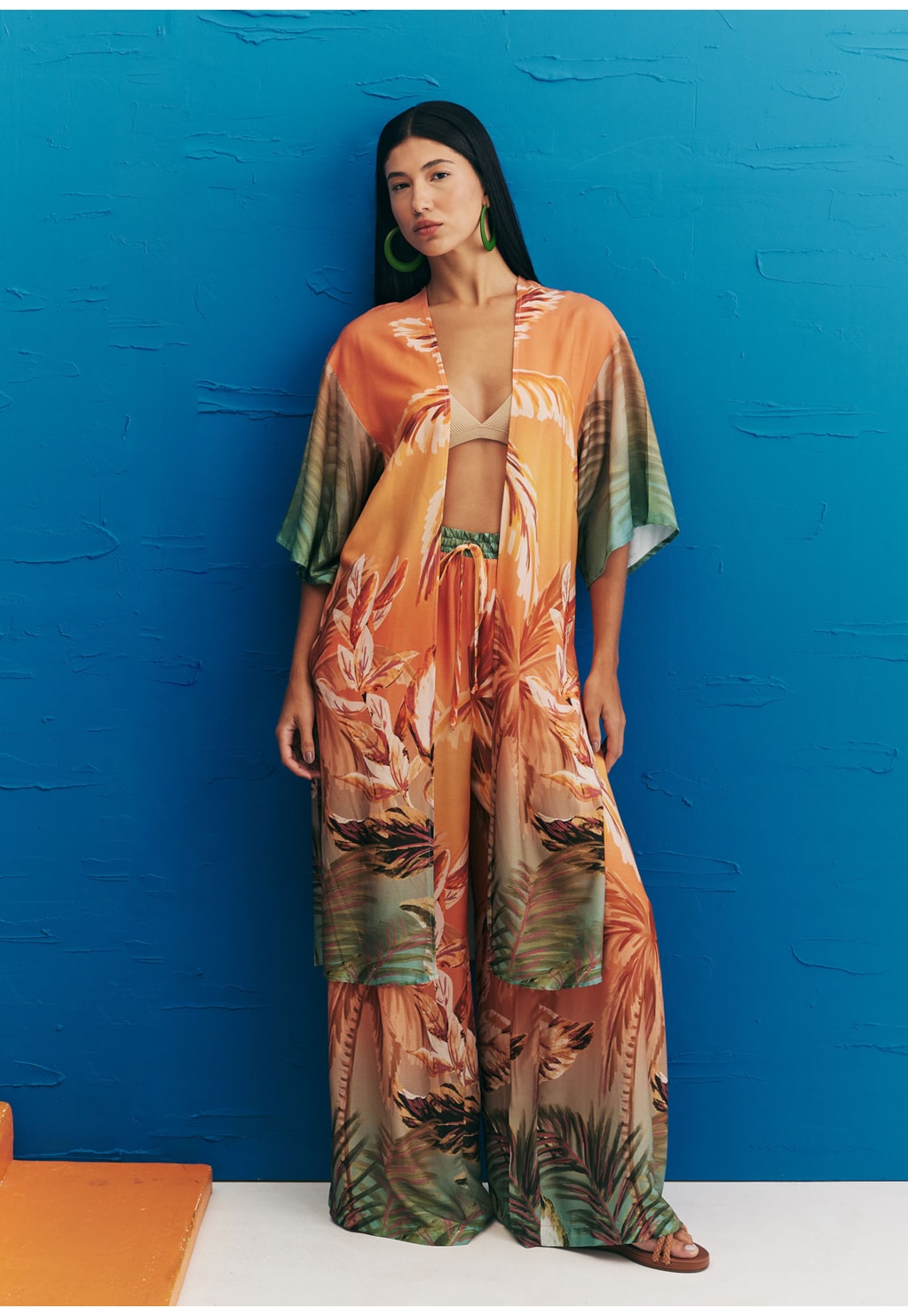 Calça Pantalona Estampada Trancoso