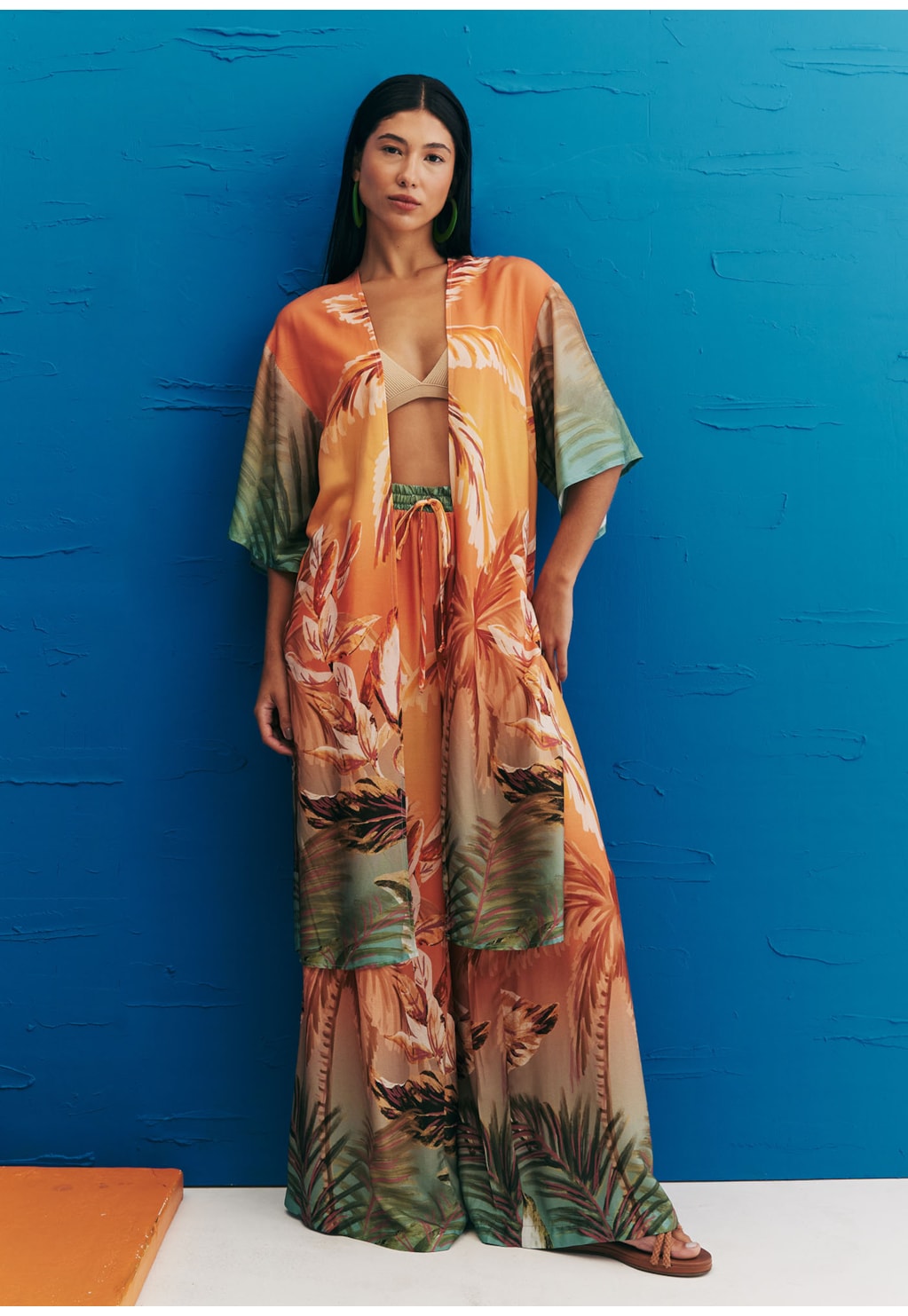 Calça Pantalona Estampada Trancoso