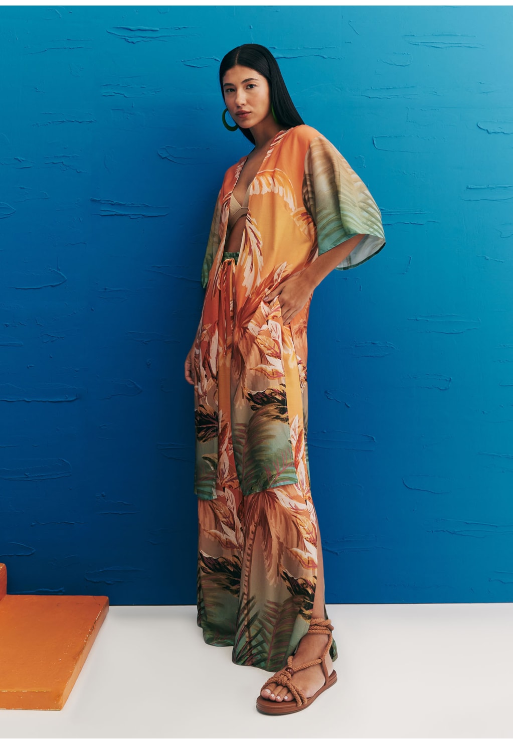 Calça Pantalona Estampada Trancoso